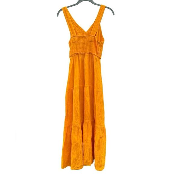 Steve Madden Women's Amira Tiered Cotton Midi Dress In Saffron Size XS - Picture 2 of 6